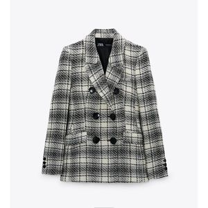 NWT Zara Tweed Plaid Blazer